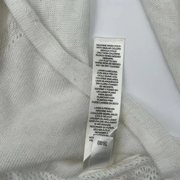 White House Black Market White Sweater w/ Mesh Detail & Butterfly Back Size M - Picture 8 of 10